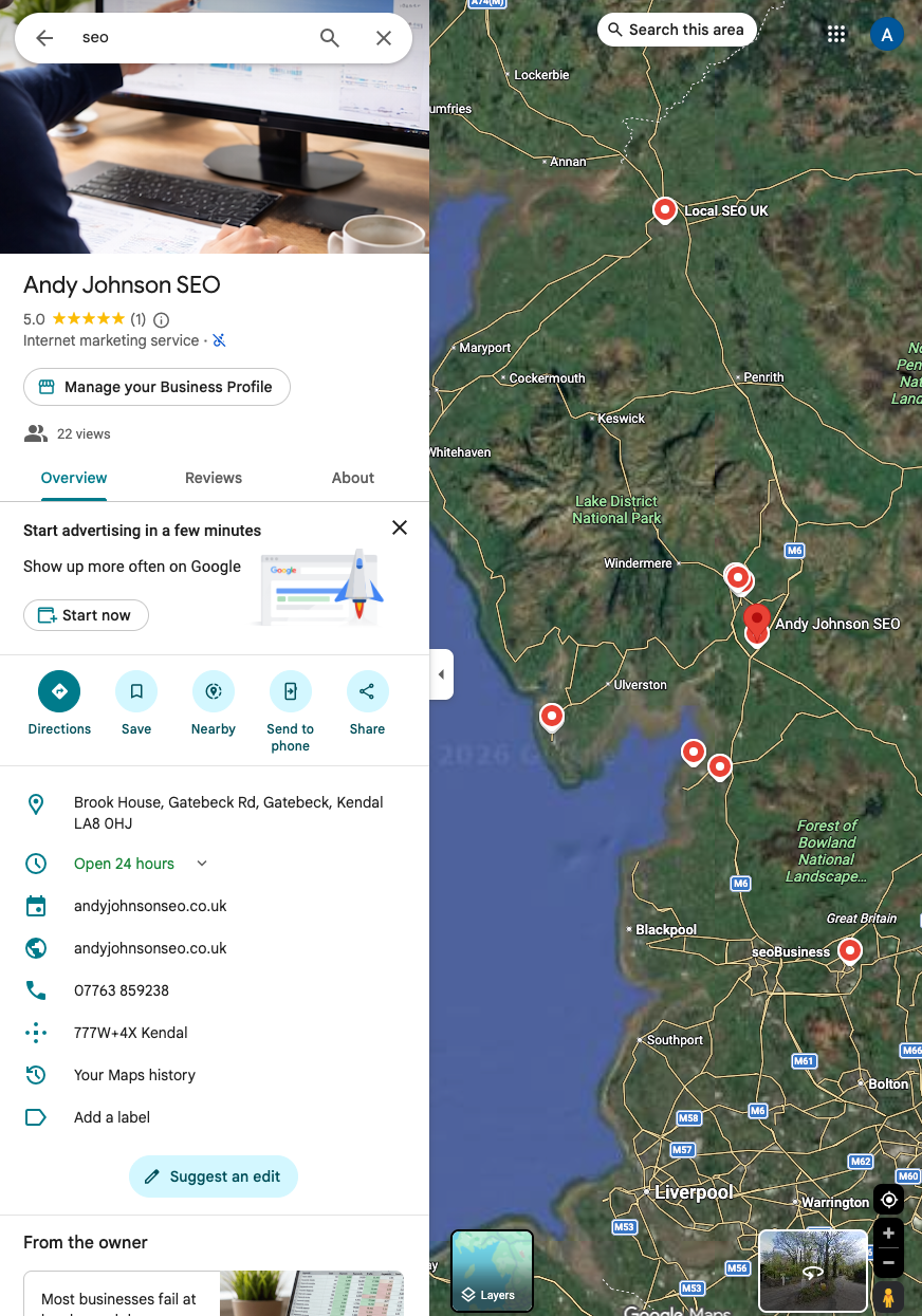 SEO Consultant covering Cumbria and Lancashire
